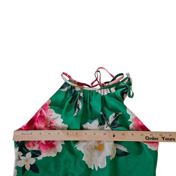 ELIZA J Dress Womens 4 Green Floral Sleeveless Halter‎ Midi Pockets Lined A-Line - Picture 9 of 11